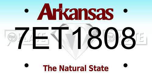 7ET1808 Arkansas License Plate