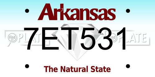 7ET531 Arkansas License Plate