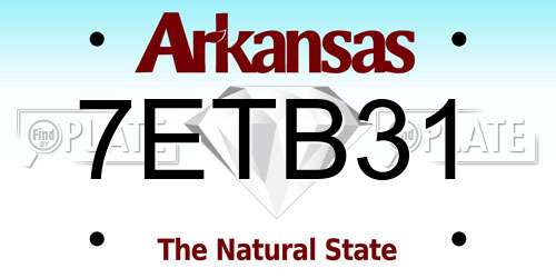 7ETB31 Arkansas License Plate