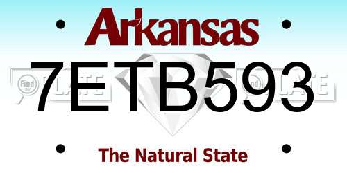 7ETB593 Arkansas License Plate