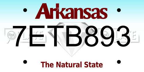 7ETB893 Arkansas License Plate