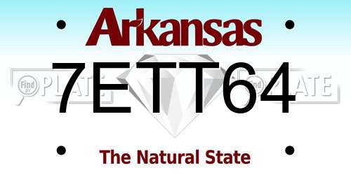 7ETT64 Arkansas License Plate
