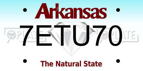7ETU70 Arkansas License Plate