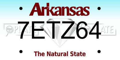 7ETZ64 Arkansas License Plate