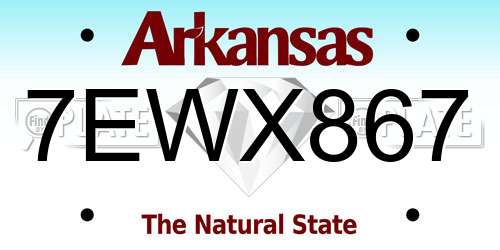 7EWX867 Arkansas License Plate