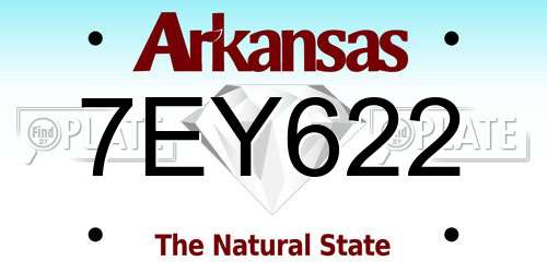 7EY622 Arkansas License Plate