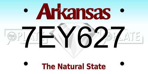 7EY627 Arkansas License Plate