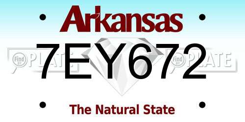 7EY672 Arkansas License Plate