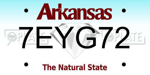 7EYG72 Arkansas License Plate
