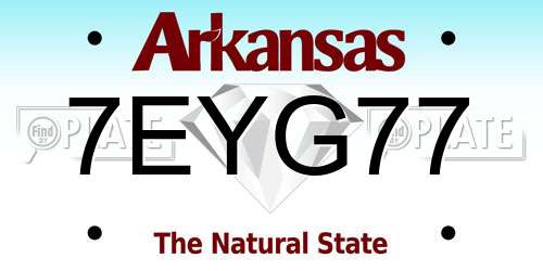 7EYG77 Arkansas License Plate