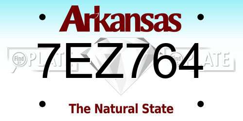 7EZ764 Arkansas License Plate