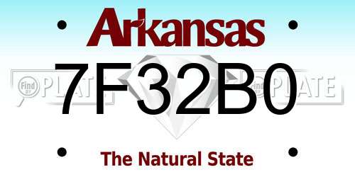 7F32B0 Arkansas License Plate