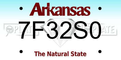 7F32S0 Arkansas License Plate