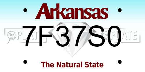 7F37S0 Arkansas License Plate
