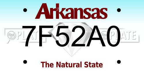 7F52A0 Arkansas License Plate