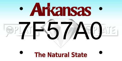 7F57A0 Arkansas License Plate