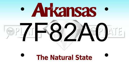 7F82A0 Arkansas License Plate