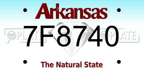 7F8740 Arkansas License Plate