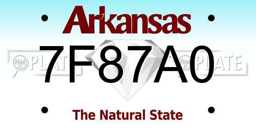 7F87A0 Arkansas License Plate