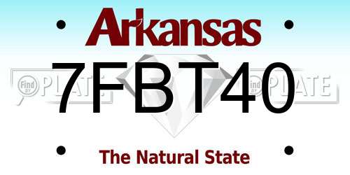 7FBT40 Arkansas License Plate