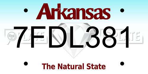7FDL381 Arkansas License Plate