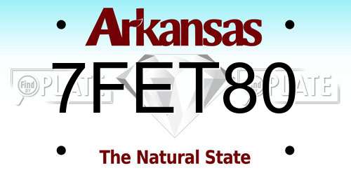 7FET80 Arkansas License Plate