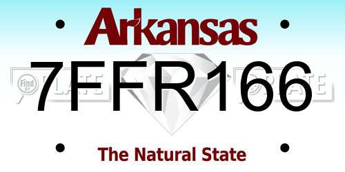7FFR166 Arkansas License Plate