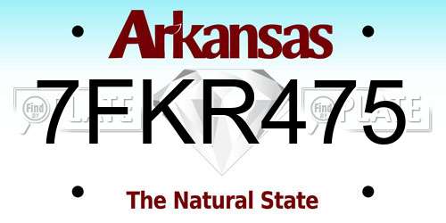 7FKR475 Arkansas License Plate