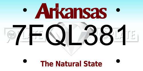 7FQL381 Arkansas License Plate