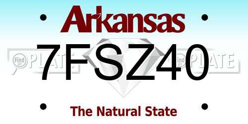 7FSZ40 Arkansas License Plate