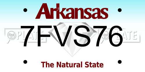 7FVS76 Arkansas License Plate