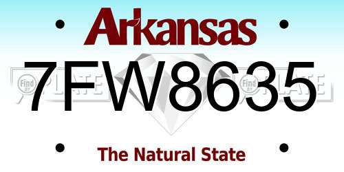 7FW8635 Arkansas License Plate