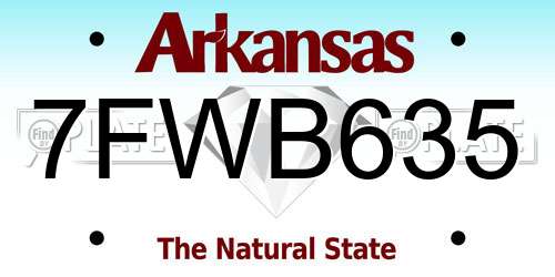 7FWB635 Arkansas License Plate