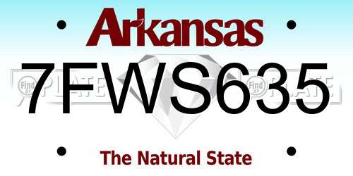 7FWS635 Arkansas License Plate