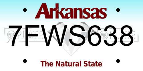 7FWS638 Arkansas License Plate