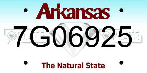 7G06925 Arkansas License Plate