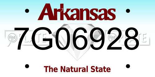 7G06928 Arkansas License Plate