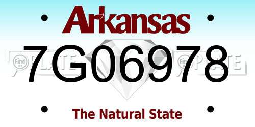 7G06978 Arkansas License Plate