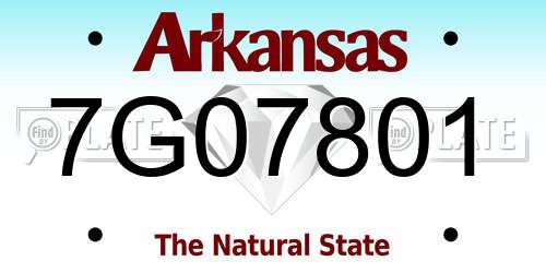 7G07801 Arkansas License Plate