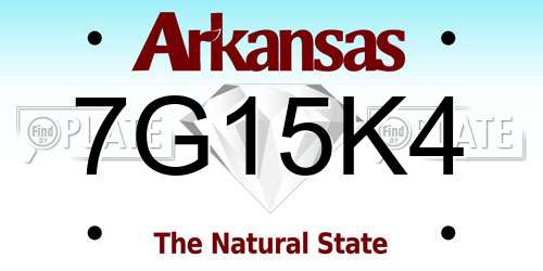 7G15K4 Arkansas License Plate