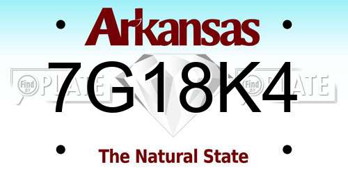 7G18K4 Arkansas License Plate