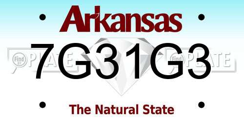 7G31G3 Arkansas License Plate