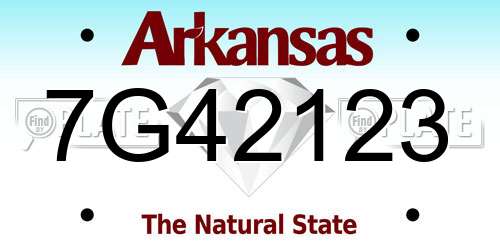 7G42123 Arkansas License Plate