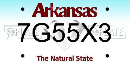 7G55X3 Arkansas License Plate