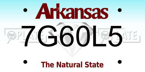 7G60L5 Arkansas License Plate