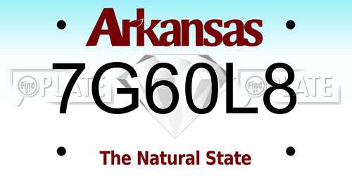 7G60L8 Arkansas License Plate
