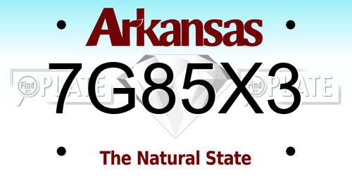 7G85X3 Arkansas License Plate