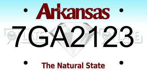7GA2123 Arkansas License Plate