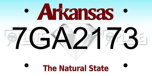 7GA2173 Arkansas License Plate