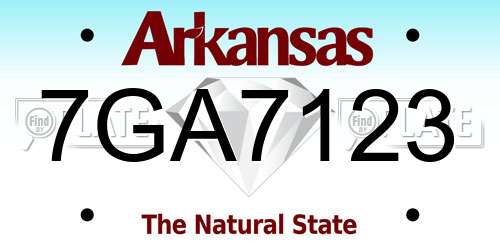 7GA7123 Arkansas License Plate